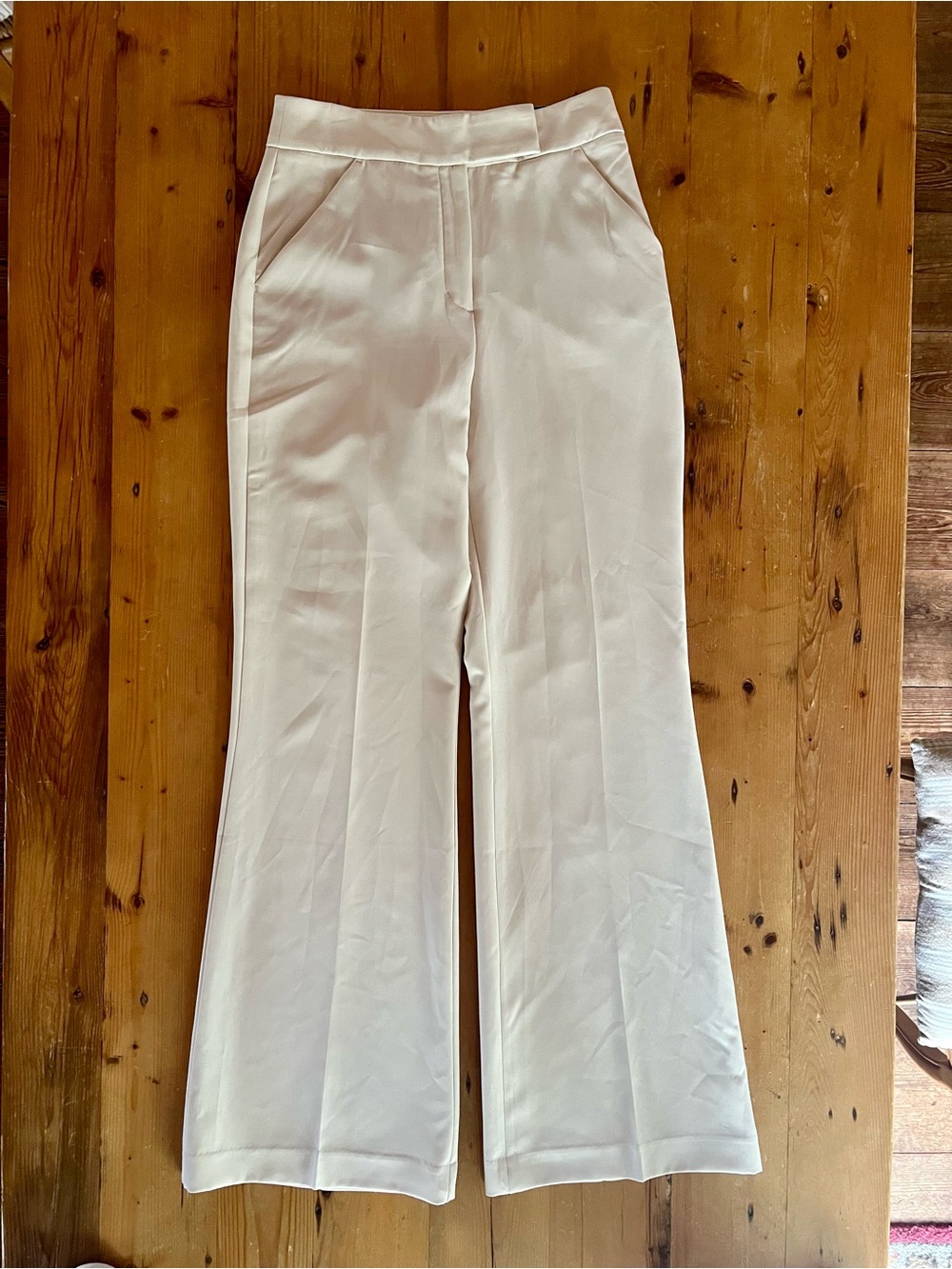 Express Cream Boot-Cut Wide-Leg Pants